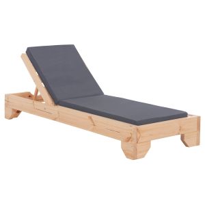 Beach lounger with cushion Korinos HM10775.30T pine wood - textile cover, gray 79X204X77ВСМ.