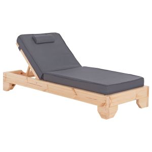 Beach lounger with cushion Korinos HM10796.30T, pine wood - textile, gray cover, 79X204X80ВСМ.