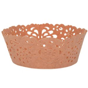 Salmon colored felt pot cover 20X20X8 cm