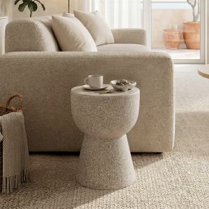 Side table Efria Stone ecru matte MGO D33x46cm