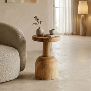 Помощна маса Queno от дърво suar в естествен цвят D30x45см