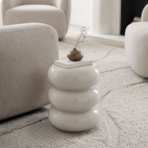 Помощна маса Venezia Zoubi бял гланц MGO D35x43см