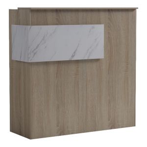Рецепция Optima с LED осветление, цвят sonoma-white, marlbew look, 110x40x110 см