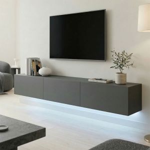 Стенен ТВ шкаф с LED Rival антрацит 180x35x30см