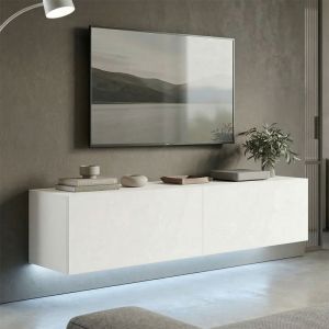 Стенен ТВ шкаф с LED Rival бял 120x35x30см