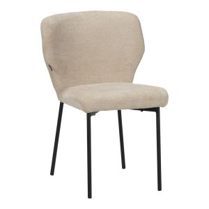 Mavier chair, beige fabric - black metal legs, 48x61.5x82cm
