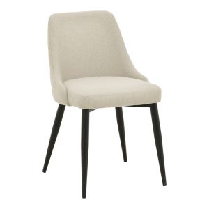 Zedna chair, beige fabric, with black metal legs, 51x58x84cm