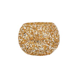 Glass candlestick Mosaic gold color 13X10CM