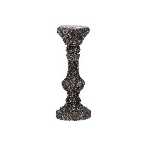 Glass candlestick Mosaic gray color 11X30CM
