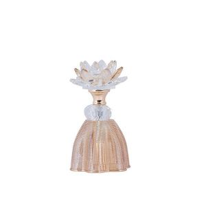 Glass candlestick, golden-amber-clear glass 10X15CM