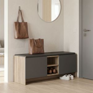 Табуретка за антре - поставка за обувки Zulla 10 чифта sonoma-antracit 110x37x43см