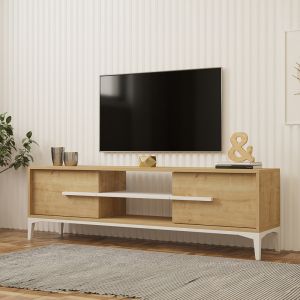 ТВ шкаф Eslem в естествен бял цвят 160x34.6x45см