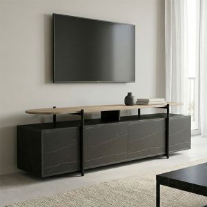 ТВ шкаф Medousa Sonoma с черно мраморно покритие 160x35.5x50см
