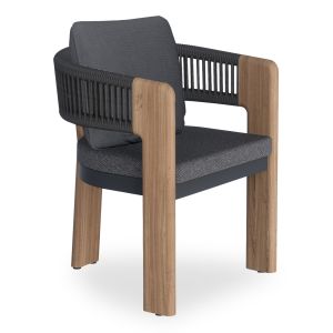 Dining chair Baron SM6482.10 heat-transferred aluminum - rope and olefin fabric in gray 59X59X73.5W