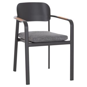 DINING CHAIR ELARA HM6414.01 GREY ALUMINUM-OLEFIN FABRIC - TEAK WOOD 56X62X78CM.