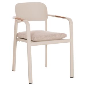 DINING CHAIR ELARA HM6414.05 BEIGE ALUMINUM-OLEFIN FABRIC - TEAK WOOD 56X62X78CM.