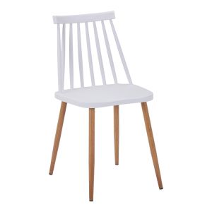 Dining chair Aurora white pp-natural color metal legs 42x49.5x77cm