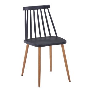 Dining chair Aurora black pp-natural color metal legs 42x49.5x77cm