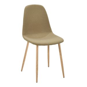 Bella dining chair, beige fabric and natural metal legs, 43.5x52x89cm
