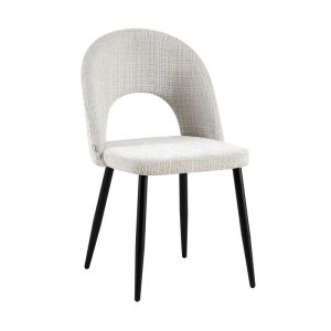Dining chair FL2315, ice gray fabric color, with metal frame, 57X49X84CM