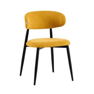 Dining chair FL2456, mustard color, fabric with metal frame, 48X48X82CM