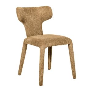Dining chair Veloria with fabric upholstery in yellow color 50X62X80CM