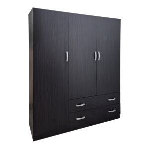 Трикрилен гардероб с 2 чекмеджета Алвия венге 150x51x180 см