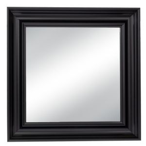 Black plastic square mirror (with wood effect) 60X60 cm