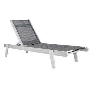 Шезлонг дъб Creta бял/сив калъф HM10358.02 202,5X66,5X30,5СМ