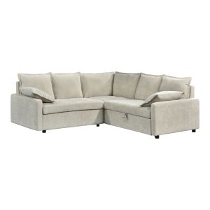 Ъглов разтегателен диван Lounivo бежов плат 215x215x84см