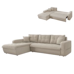 Ъглов разтегателен диван ляв Kanso HM3338.03L бежов плат 244X188X80 см.