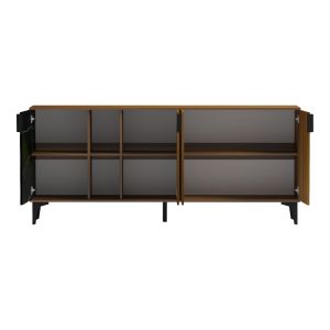 Riba buffet walnut-black marble look 180x40x78cm