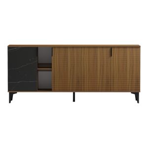 Riba buffet walnut-black marble look 180x40x78cm