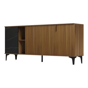 Riba buffet walnut-black marble look 180x40x78cm