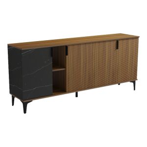 Riba buffet walnut-black marble look 180x40x78cm
