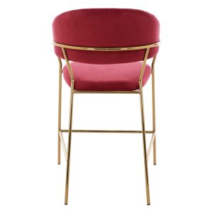 Bar stool gold legs Theodore HM8734.06 burgundy red velvet medium high 60X55X100 cm.