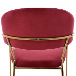 Bar stool gold legs Theodore HM8734.06 burgundy red velvet medium high 60X55X100 cm.