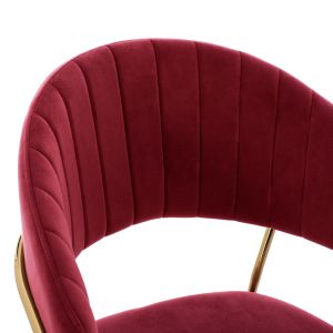 Bar stool gold legs Theodore HM8734.06 burgundy red velvet medium high 60X55X100 cm.