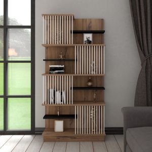 Библиотека Gassim sonoma с антрацит и бяло 80x24.6x160см