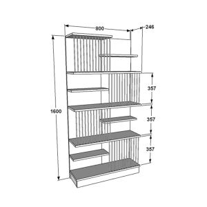 Библиотека Gassim sonoma с антрацит и бяло 80x24.6x160см