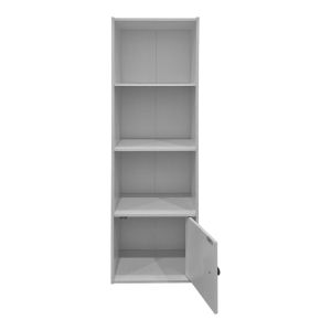 Библиотека Lenobia с колона и шкаф, бяла, 30.5x24x95см