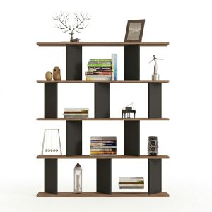 Библиотека Ratu антрацит с цвят дъб 120x24.6x141см