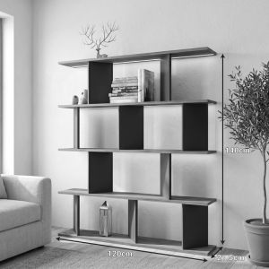 Библиотека Ratu антрацит с цвят дъб 120x24.6x141см