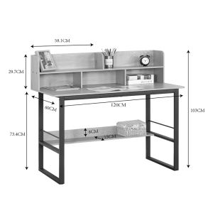 Desk Biuro oak - black metal 120x60x103cm