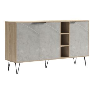 Balain sideboard, sonoma gray, beige, marble look, 142x35.5x83cm