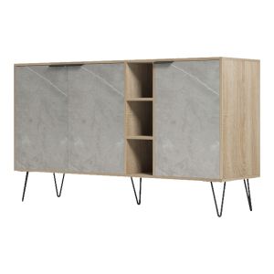 Balain sideboard, sonoma gray, beige, marble look, 142x35.5x83cm