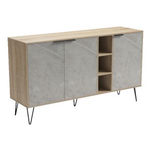 Balain sideboard, sonoma gray, beige, marble look, 142x35.5x83cm