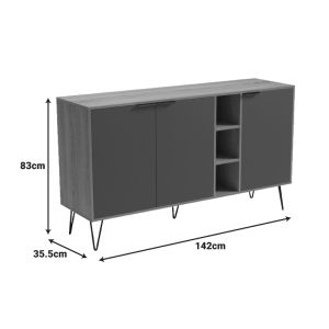 Balain sideboard, sonoma gray, beige, marble look, 142x35.5x83cm