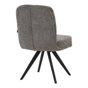 Novo swivel chair, anthracite boucle fabric, black metal legs, 65.5x50x90cm