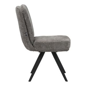 Novo swivel chair, anthracite boucle fabric, black metal legs, 65.5x50x90cm